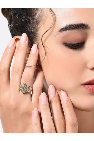 Ami Gold-Plated Adjustable Hammered Pattern Finger Ring