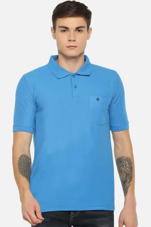 dollar Men Blue Polo Collar T-shirt