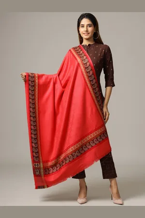 HANDICRAFT PALACE Women Pink Hand Ethnic Motifs Jamwar Paisley Wool Shawl
