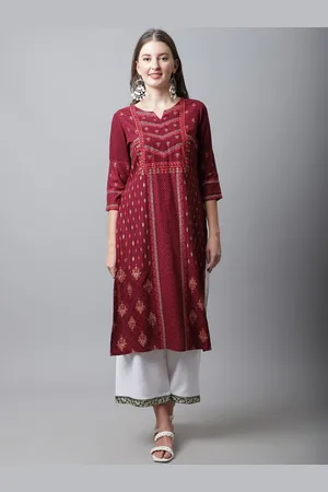 CANTABIL Women Maroon Ethnic Motifs Printed Kurta