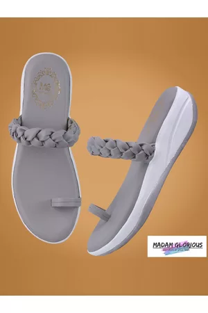 madam glorious Grey Woven Design Flatform Heels