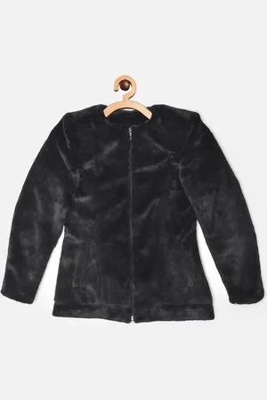 Crimsoune Club Girls Black Solid Round Neck Blazer