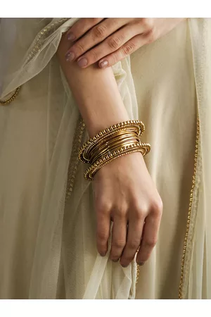Fida Set Of 10 Gold-Plated Classic Bangles