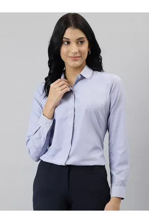 English Navy Women Relaxed Pinstriped Formal Shirt