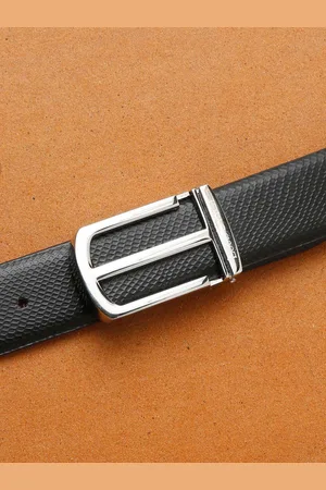 LOUIS STITCH Men Black Leather Formal Belt