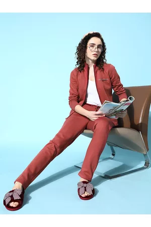 Sweet Dreams Women Red Printed Tracksuit