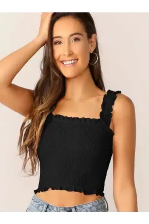 IQRAAR Woman Bobbin Elastic Crop Top