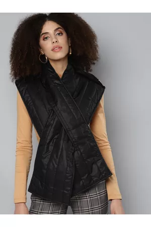 Sassafras Women Black Shoulder Fur Puffer Scarf