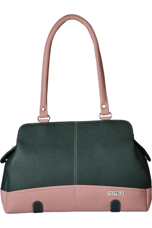 FOSTELO Green & Pink Colourblocked Shoulder Bag