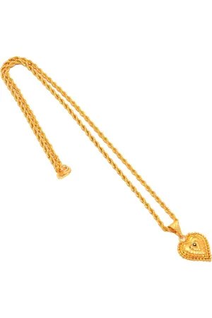 Jewar Mandi Unisex Gold-Tonned Gold-Plated Heart Shaped Pendant With Chain