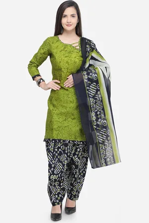 Rajnandini Green Cotton Blend Unstitched Dress Material