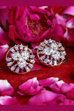 Bhana Fashion Gold-Plated American Diamond Studded Circular Studs