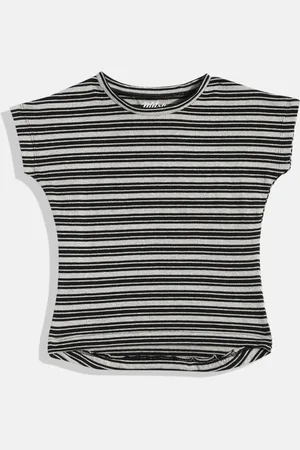 METRO KIDS COMPANY Grey & Black Striped Extended Sleeves Top