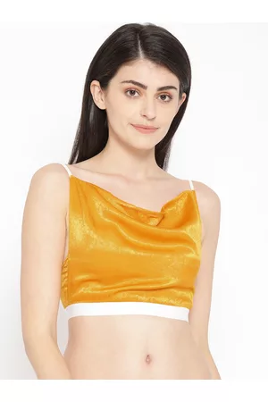 Erotissch Woman Mustard Yellow Satin Finish Solid Bralette Top