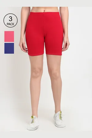GRACIT Women Pack Of 3 Solid Cotton Slim Fit Cycling Sports Shorts