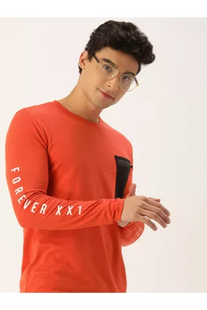 Forever 21 Men Red & Black Printed T-shirt