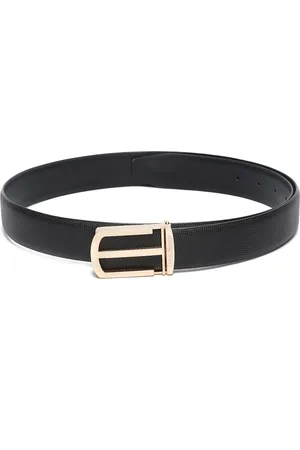 LOUIS STITCH Men Black Textured Leather Formal Belt