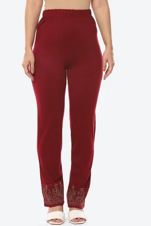 Biba Women Red Smart Slim Fit Trousers