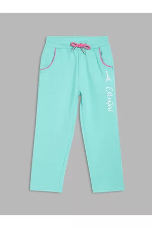 Elle Girls Sea Green Regular Fit Cotton Track Pant