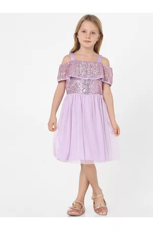 ONLY Girls Purple Embellished Midi Dress