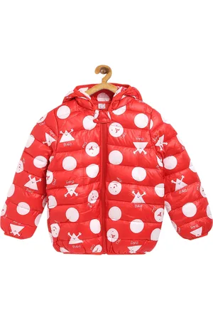 Kids On Board Unisex Kids Red Printed Open Front Jacket