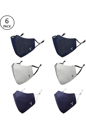 Masq Unisex Pack Of 6 4-Ply Reusable Anti-Pollution Pure Cotton Cloth Masks