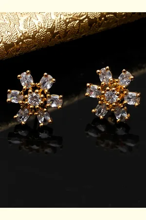 karatcart Woman Gold-Toned Cubic Zirconia Floral Stud Earrings