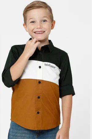KATE & OSCAR Boys Standard Colourblocked Cotton Casual Shirt