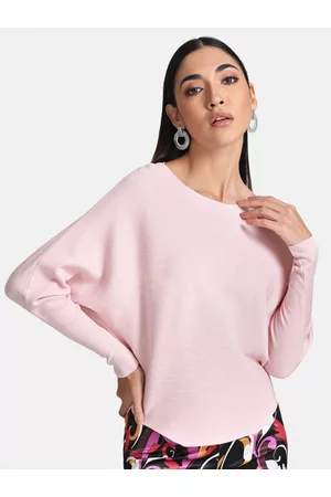 Kazo Women Pink Solid Pullover