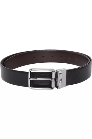 Tommy Hilfiger Men Black & Brown Textured Reversible Belt