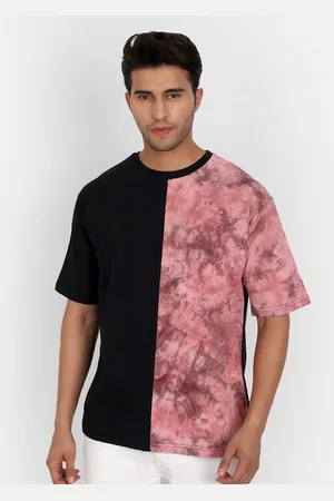 Color Capital Men Black & Pink Colourblocked Boxy Pure Cotton T-shirt