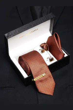 MUTAQINOTI Men Silk Necktie Accessory Gift Set