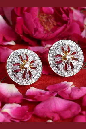 Bhana Fashion Gold-Plated American Diamond Studded Circular Studs