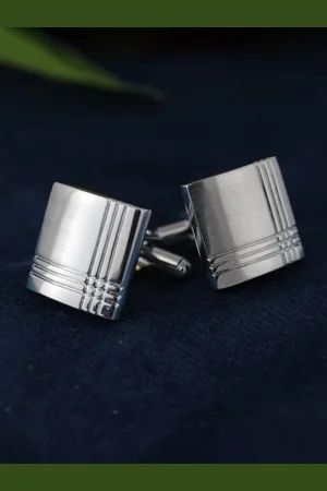Kavove Men Silver-Toned Square Shape Cufflink