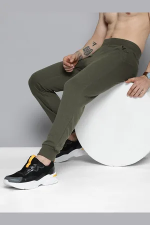 HERE&NOW Men Green Solid Knitted Joggers