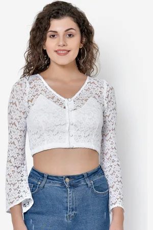 Martini Women White Self Design Fitted Crop Top