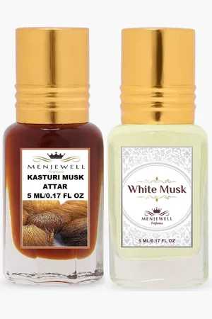 Menjewell Unisex Pack Of 2 Kasturi Musk & White Musk Attar 5ml each