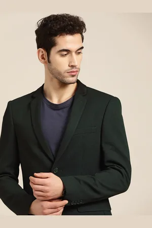 Invictus Men Green Solid Slim Fit Single Breasted Casual Blazer