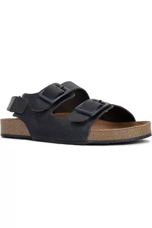 Bata Men Blue & Brown Leather Comfort Sandals