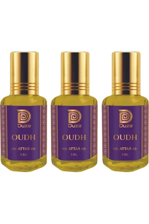 Duze Set Of 3 Natural Oudh Sandal Base Made in Kannauj Alcohol Free Attar With Roller 9ml