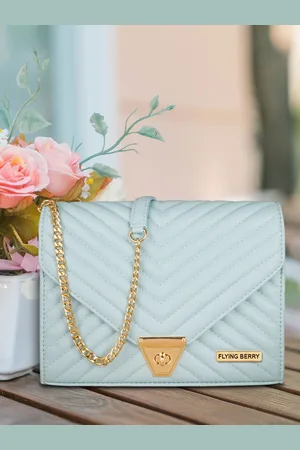 FLYING BERRY Blue PU Structured Sling Bag with Quilted