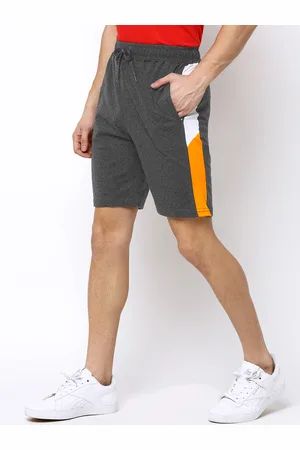 Maniac Men Charcoal Grey Solid Slim Fit Regular Shorts with Side Stripes