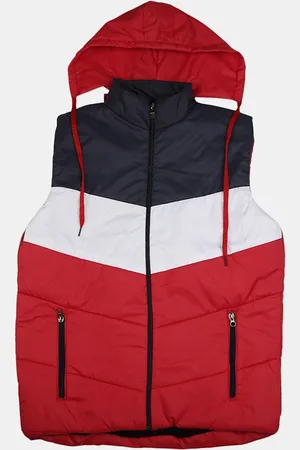 V-Mart Boys Red Blue Colourblocked Outdoor Puffer Jacket