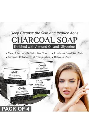 Globus Set of 4 Deep Cleaning & Exfoliating Activated Charcoal Soap 100 g each