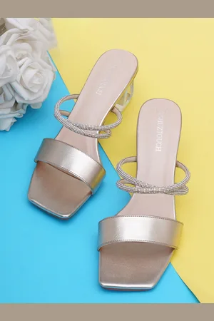 SHUZ TOUCH Gold-Toned Embellished Kitten Pumps