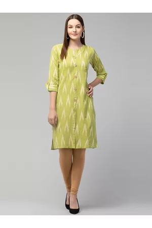 Apraa & Parma Clothing Women Green Chevron Pure Cotton Kurta