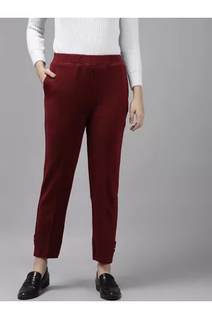 Cayman Women Maroon Cropped Trousers