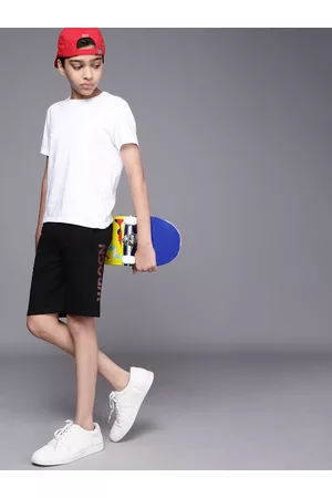 WROGN Boys Black Printed Shorts