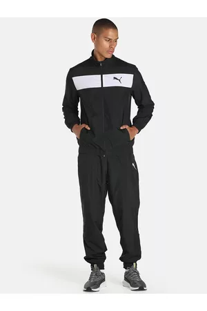 PUMA Men Black & White Printed Tracksuits