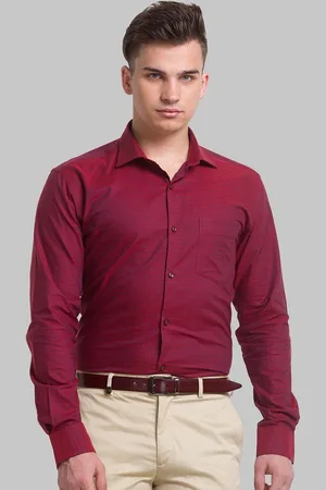 Park Avenue Men Red Slim Fit Organic Cotton Casual Shirt